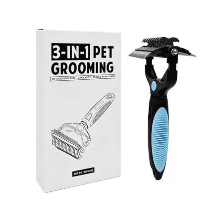 3-in-1 deshedding brush for dogs, Deshedding Tool & Undercoat Rake for Dogs & Cats, Dematting Comb for Mats, Tangles & Loose Fur, for Long cat brush dog brush Short Haired Pets