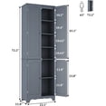 thumbnail image 3 of Function Home Tall Pantry Cabinet, Freestanding Storage Cabinet, Wooden Kitchen Pantry with 4 Doors and 5 Shelves, 72" Floor Cabinet Organizer for Kitchen Living Room Bathroom, Grey, 3 of 18