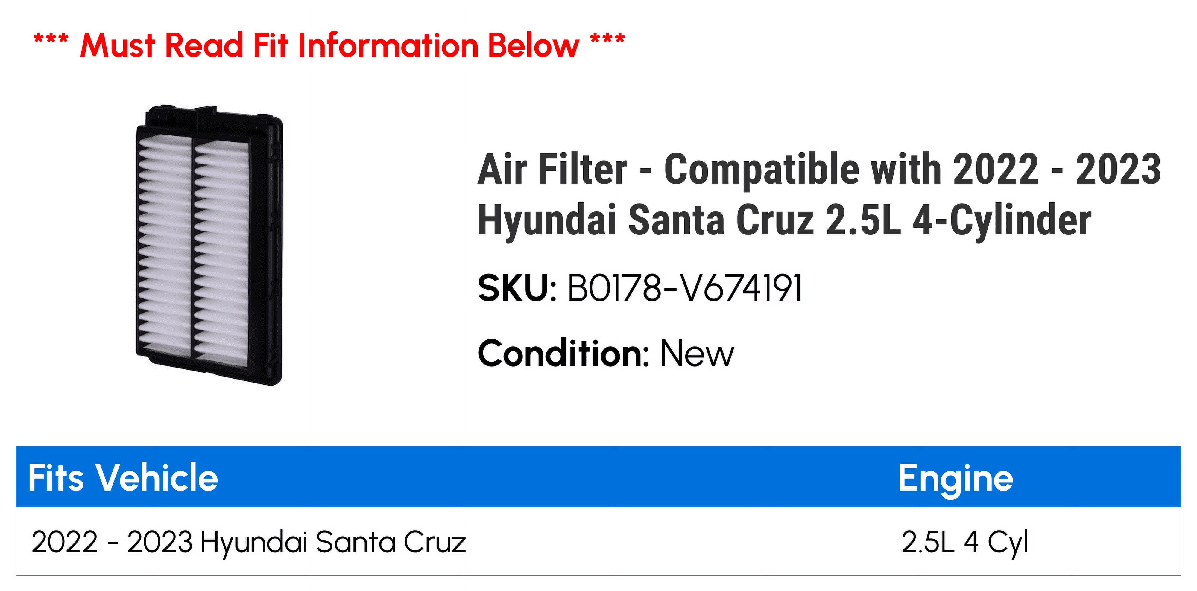 Pronto B0178-V674191 Engine Air Filter for 2022 - 2023 Hyundai Santa Cruz