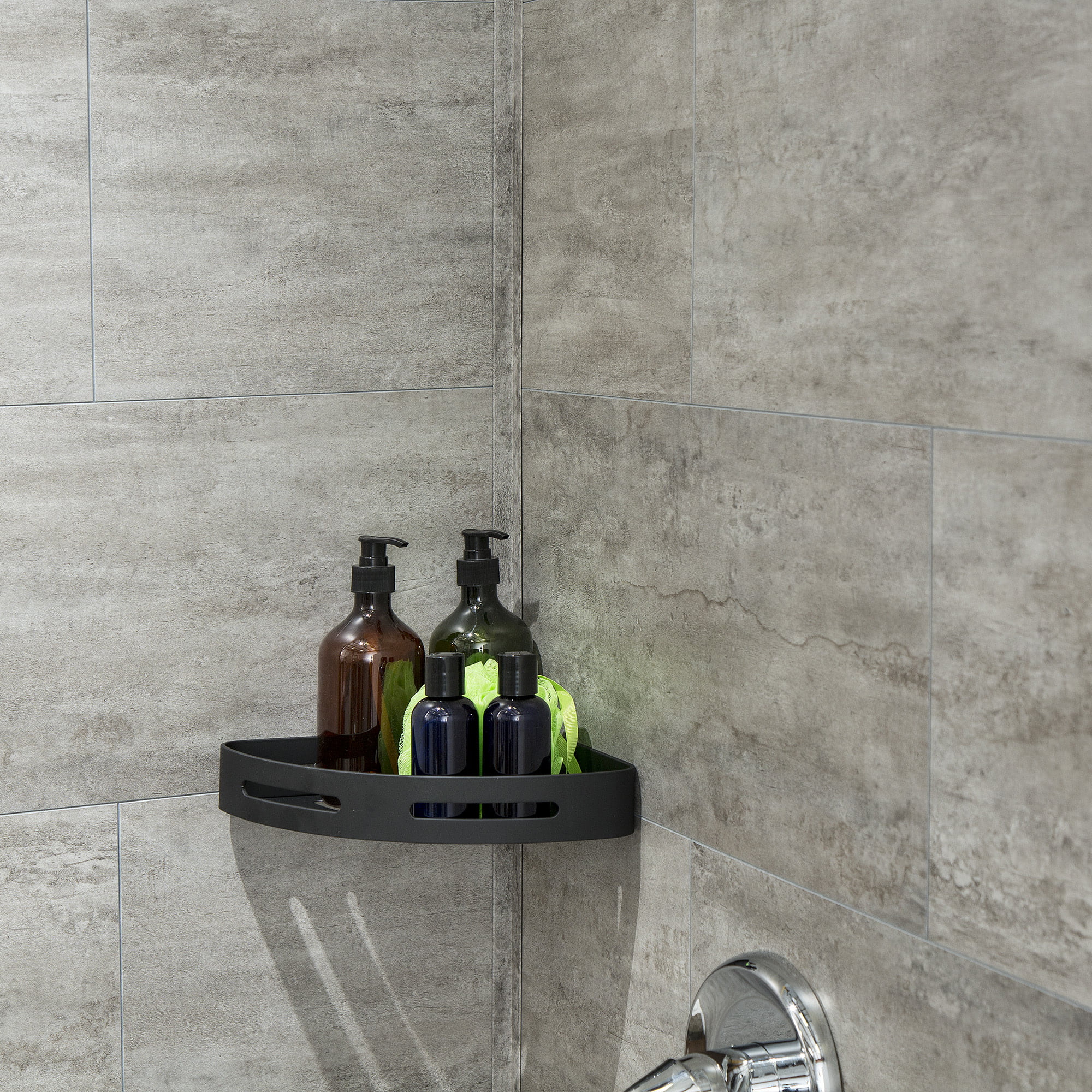 Palisade 23.2 in. x 11.1 in. Interlocking Vinyl Tile Shower and Tub Surround Kit in Wintry Mix