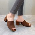 thumbnail image 1 of Sandalias de tacón grueso de bloque bajo de punto Zapatos de tacón de vestir Sandalias de tacón para mujer, 1 of 8