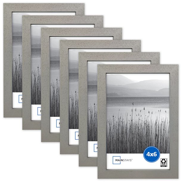 Mainstays 4x6 inch Gray 0.5" Gallery Wall Picture Frame, Set of 6