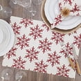 thumbnail image 3 of Fennco Styles Christmas Snowflake Cotton Table Runner 14" W x 72" L - Red Festive Table Cover for Home Décor, Banquet, Family Gathering, Holiday and Special Occasion, 3 of 8