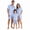 Style4:Blue, variant on Family Matching Pajamas Set 100% Cotton Contrast Trim Short Sleeve Lapel Tops and Shorts Satin Sleepwear