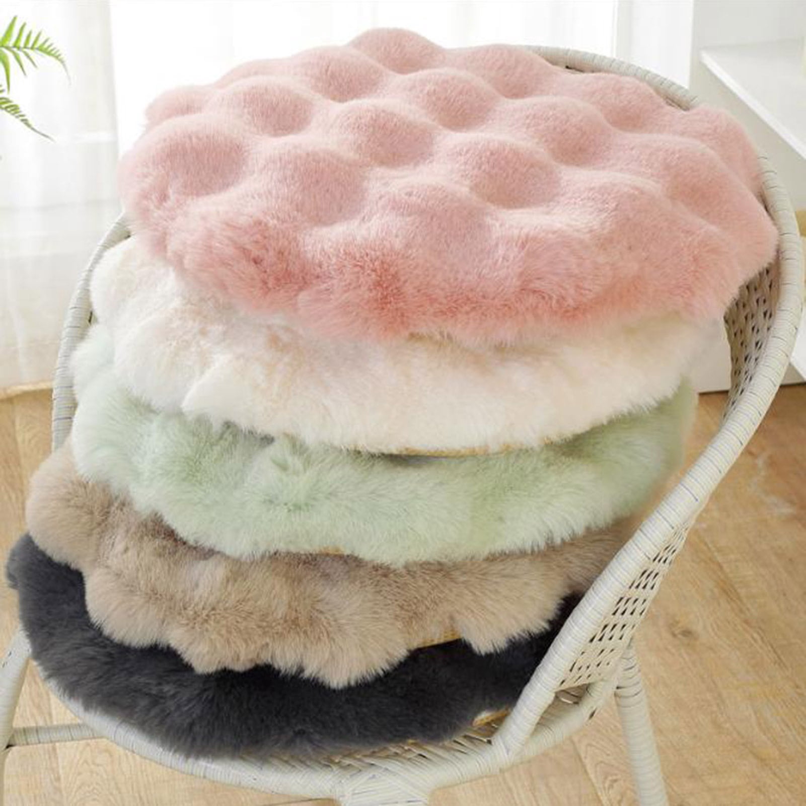 Round seat cushion, round seat cushion, soft thickened plush cushion, fluffy cuddly cushion decoration for sofa chairs bed
