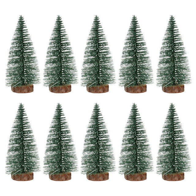 10Pcs 10Cm Mini decoración de árbol de Navidad con adornos de pino nevados DIY para barra de fiesta en casa