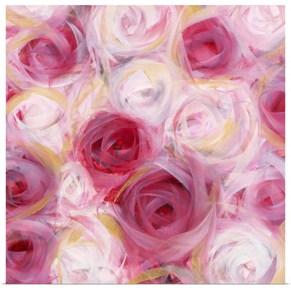 Great BIG Canvas | Rolled Li Bo Poster Print entitled White and Pink Roses