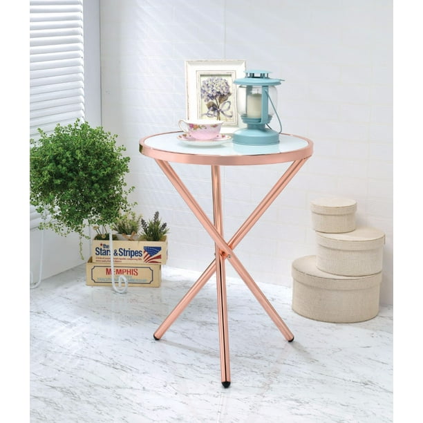 Alluring Side Table Frosted Glass Copper Walmart Com Walmart Com