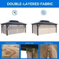 thumbnail image 4 of Dextrus 12x16 FT Hard-Top Double Roof Gazebo Canopy Outdoor with Netting and Shaded Curtains, Aluminum Frame Polycarbonate Hardtop Garden Tent for Patio, Backyard, Deck and Lawns, Brown, 4 of 5