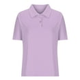 thumbnail image 4 of RYRJJ Womens V Neck Polo Shirts Short Sleeve Collared Golf Shirt Summer Loose Casual Solid Color Work Tunic Blouses Tops(Purple,M), 4 of 8