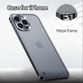 thumbnail image 4 of Funda de marco de Metal galvanizado de lujo para iPhone 11, 12, 13, 14 Pro Max, 12, 13, Mini, 14Plus, placa trasera acrílica esmerilada, 4 of 4