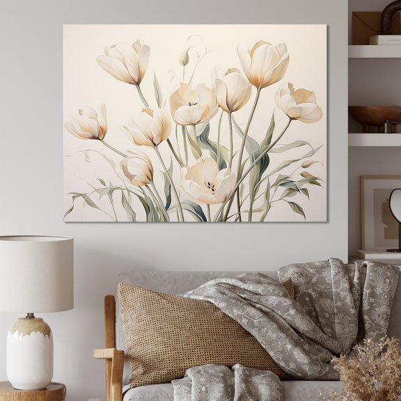 Designart "Beige Tulip Orchestral Display" Tulips Canvas Prints