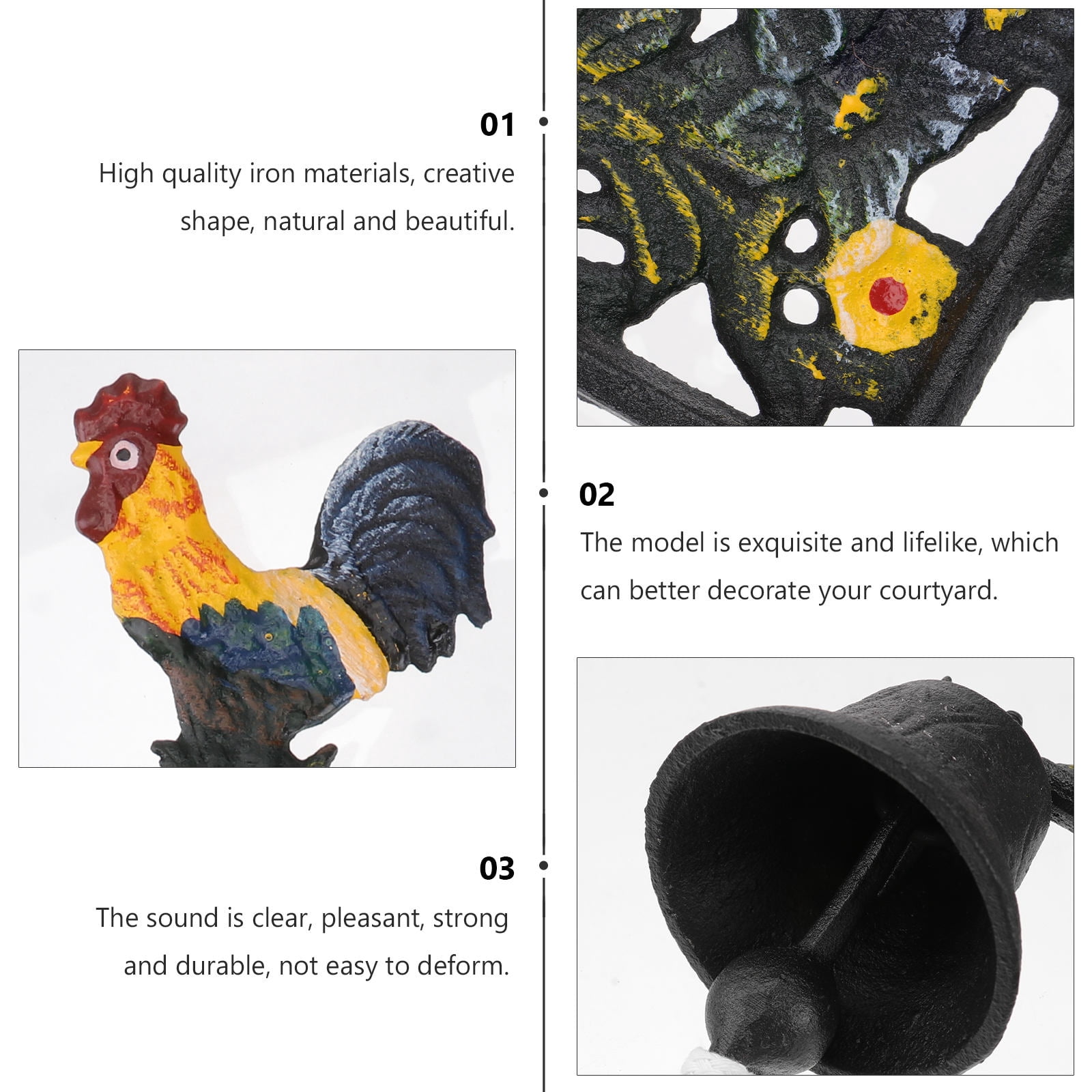 HOOWIFFY Mounted Door Bell Cast Iron Chicken 1Pcs Assorted Color Durable Hand Cranking