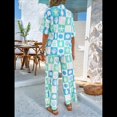 thumbnail image 4 of Conjunto de 2 Piezas de Chándal de Verano para Playa con Camisa de Corta y Botones para Mujer, Top Estampado, Pantalones Cortos de Descanso Tablero de Ajedrez XL, 4 of 10