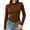 #09 Brown, variant on No Boundaries Long Sleeve Shirts for Women Mock Turtleneck Base Tee Ruffle Neck Slim Fit Fall Tops