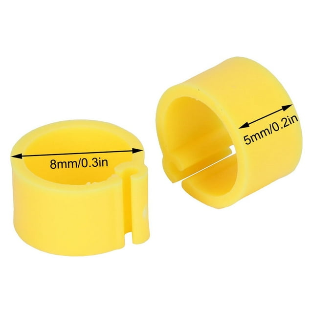 200Pcs 8mm Pigeons Ring No Words Poultry Leg Identify Foot Ring Clip Pigeons Bird Training ToolYellow