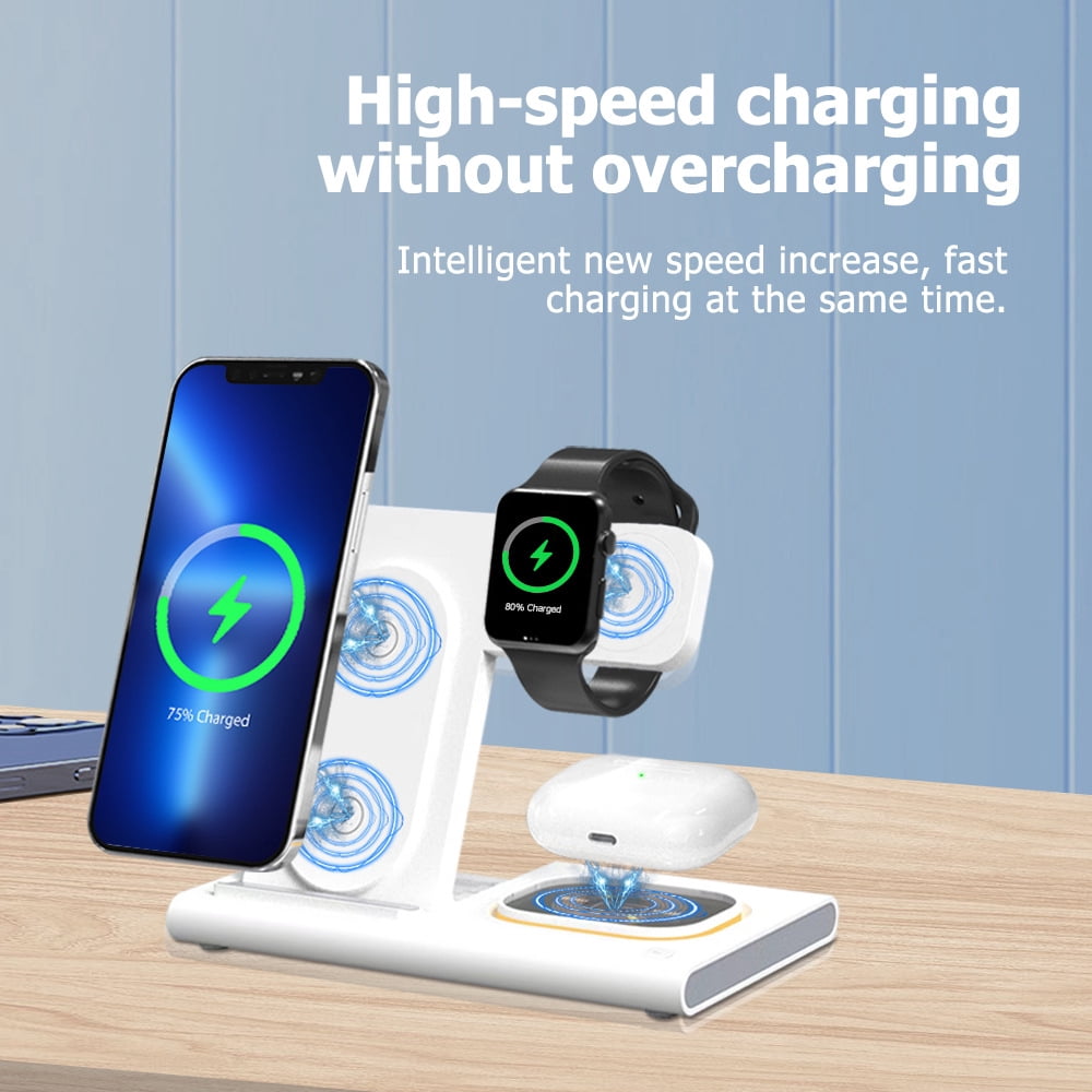 Wireless Charger iPhone Charging Station: 3 in 1 Charger Stand Multiple Devices for Apple with Ambient light