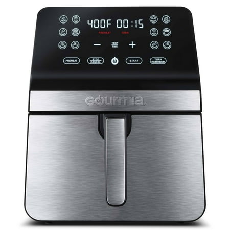 Gourmia 8qt Digital Air Fryer, with 12 One-Touch Functions & Guided Cooking - Stainless Steel: Kitchen Appliance