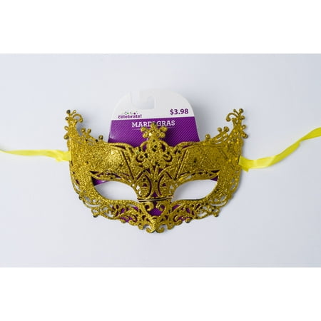 Way to Celebrate Mardi Gras 8pc Glitter Fancy Mask AST