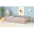 thumbnail image 6 of Bed Frame Twin Size Floor Bed with Fence and Door,Rubber Wood Floor Bed with Safety Guardrails,Pink,Platform Bed Frame, 6 of 17
