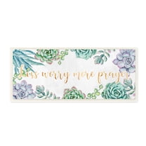 Stupell Industries Less Worry More Prayer Blooming Succulent Plants Botanical & Floral Painting Unframed Art Print Wall Art, 7 x 17