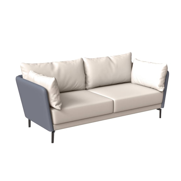 LeisureMod 3 Seater Sofa Upholstered in Vegan Leather Modern Couch with Solid Wood Frame and Metal Legs Removable Cushions for Office and Living Room Luxify Series in Grey