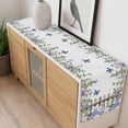 thumbnail image 4 of Spring Purple Flowers Table Runner - 108 Inch Long, Kitchen Dining Table Runner Dresser Scarves, Farmhouse Leaves Fences Watercolor Farmhouse Decor for Coffee Tables Wedding Party Banquet, 4 of 8