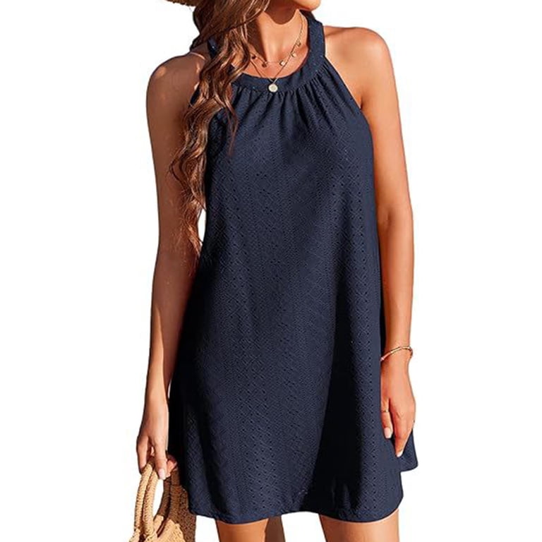 white christmas dresses The Follow Through Crochet Halter Mini Dress in White main image 0