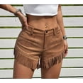 thumbnail image 6 of Ailaofu Womens Fringe Hem Shorts High Waisted Button Closure Casual Shorts Retro Western Style Shorts for Women, 6 of 6