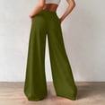 thumbnail image 4 of Zedker Casual Wide-Leg High-Waist Womens Pants with Pockets Loose Elastic-Waist Long Breathable Pants for Springtime and Summer,Army Green,L, 4 of 8