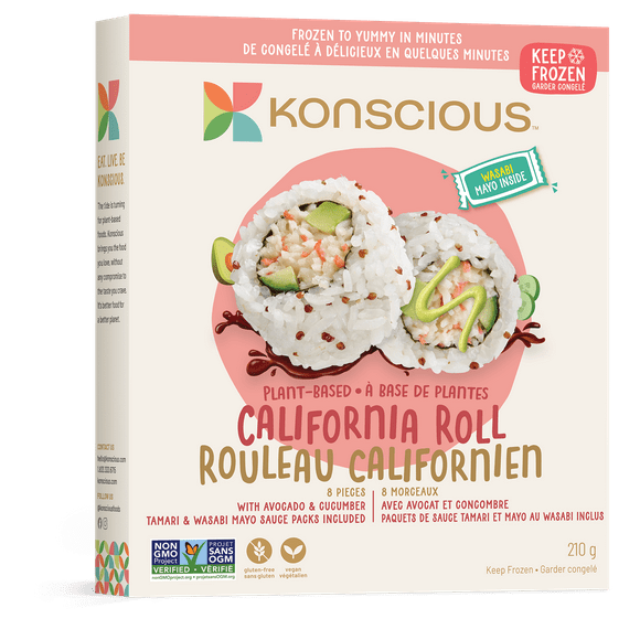 Konscious California Roll Tout Végétal, 8 pièces, 210g, Sans OGM, Végétalien 210g/8