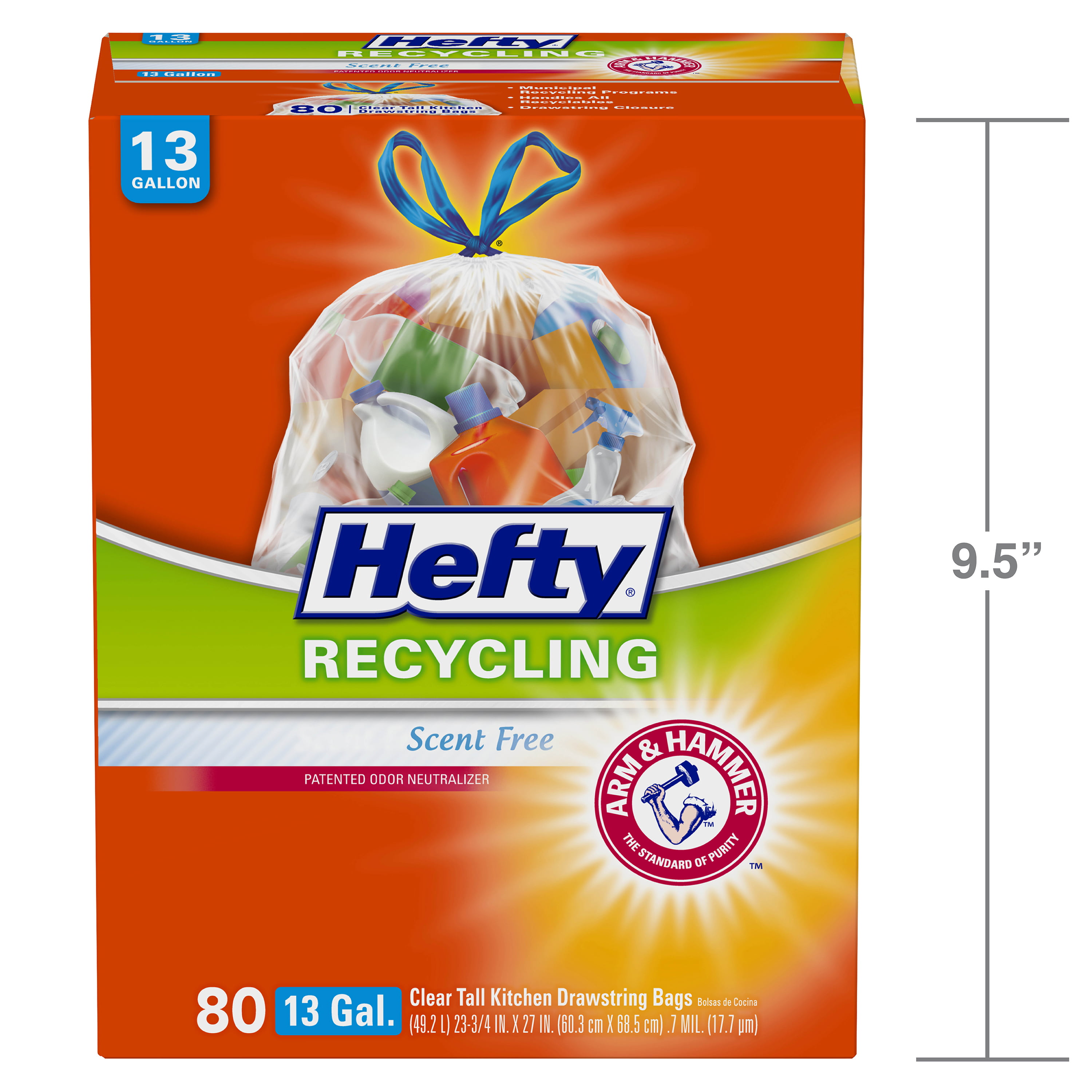 Clear 13 Gallon Recycling Trash Bags 60 Ct. 1 Pack 