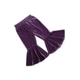 thumbnail image 5 of Gureui Toddler Infant Baby Girls Autumn Velvet Flare Pants,Casual Solid Color Elastic High Waist Trousers Vintage Winter Warm Sweatpants, 5 of 6