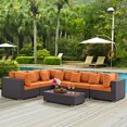 thumbnail image 4 of Modern Contemporary Urban Design Outdoor Patio Balcony Seven PCS Sectional Sofa Set, Orange, Rattan, 4 of 7