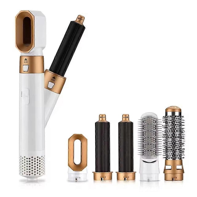 The new five-in-one professional multifunctional hairdressing tool has the functions of curling iron, curling iron, hot air comb, styling, large wave
