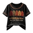 thumbnail image 5 of BODOAO Women's Fall Graphic Tee Short Sleeve Crew Neck T Shirt Autumn Tree Print Casual Thanksgiving Top for Women Vintage Holiday Everyday Summer Fashion Wear Black 4XL, 5 of 6