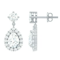 Rosec Jewels Lab Created Diamond Dangle Earrings for Wedding - Teardrop Earrings - EF-VS Quality, 14K White Gold