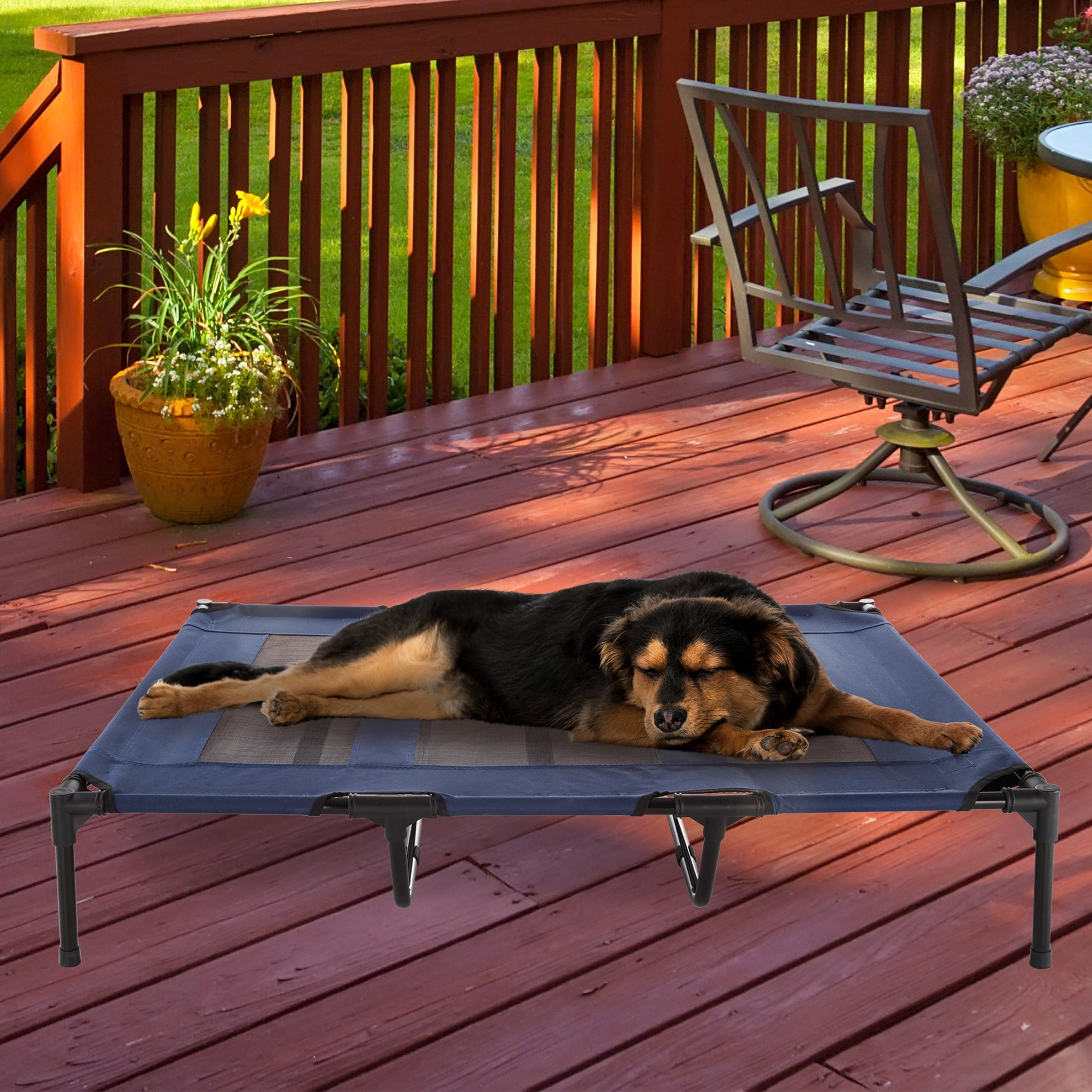 Elevated Pet BedPortable Raised CotStyle Bed W/ NonSlip Feet, 48â x 35.5â x 9â for Dogs, Cats