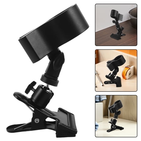 BESTYASH Hands Free Hair Dryer Support Stand with Adjustable Clamp and Rotating Base in Black