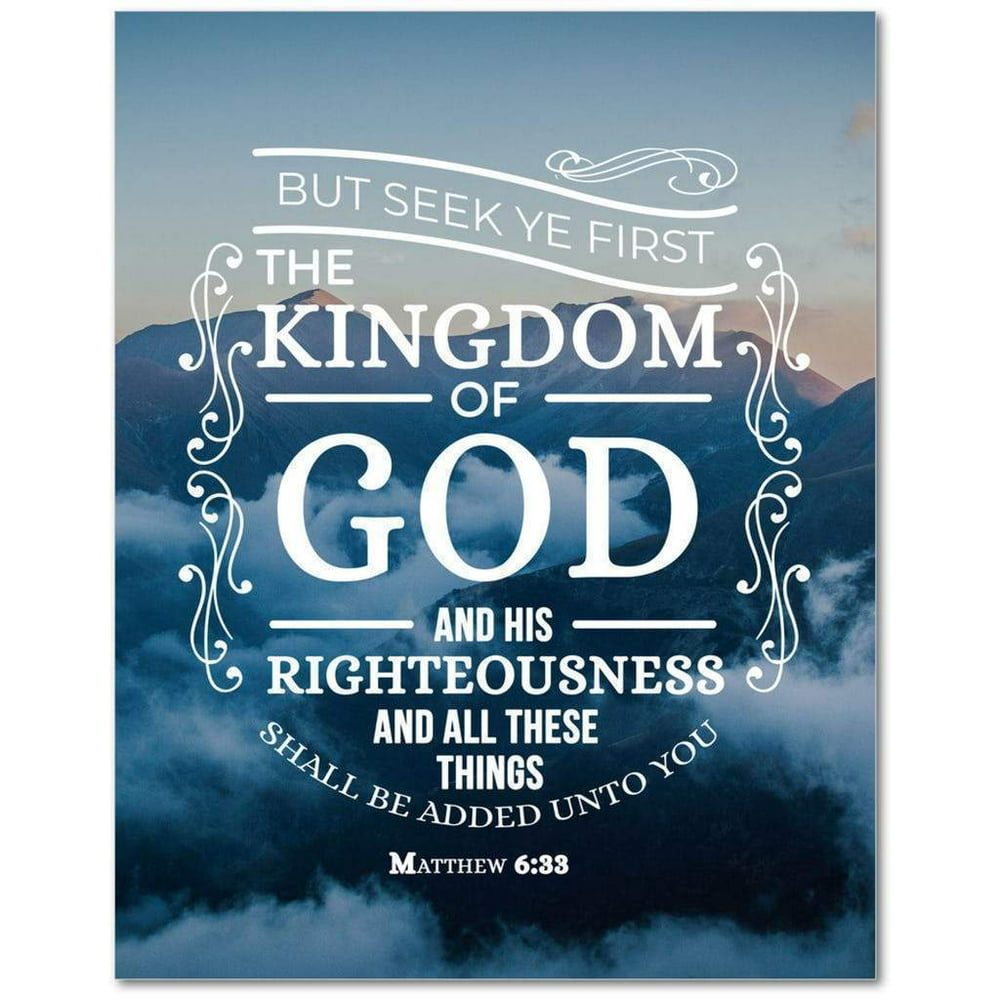 Bible Verse Canvas The Kingdom Of God Clouds Matthew 633 Religious