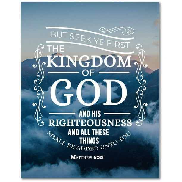 Bible Verse Canvas The Kingdom of God Clouds Matthew 633 Religious