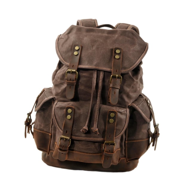 Mochila de lona resistente al desgaste para exteriores, mochila informal de gran capacidad para adultos, mochila de viaje para escalada de montaña Café de color oscuro