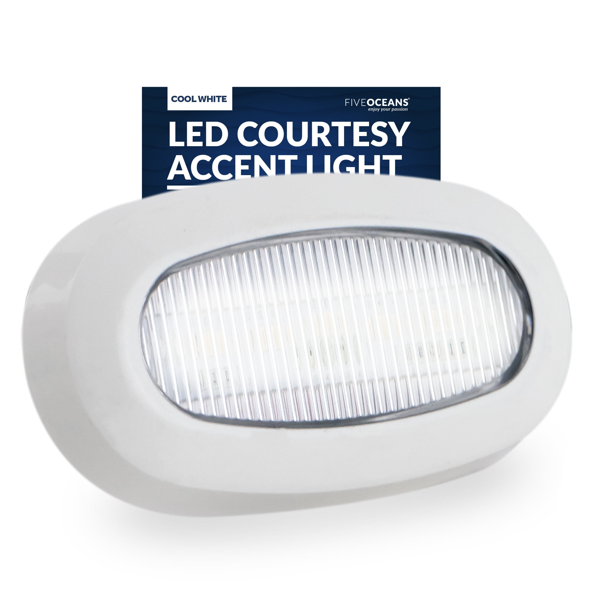 Five Oceans Oblong LED Courtesy Light, Boat Accent Lights, Marine Light for Boat Interior, Deck, Cockpit, Cool White LED, IP 67 Waterproof, 12V, Pontoon, Fishing Boat, Yacht, Sailboat, RVs - FO3672