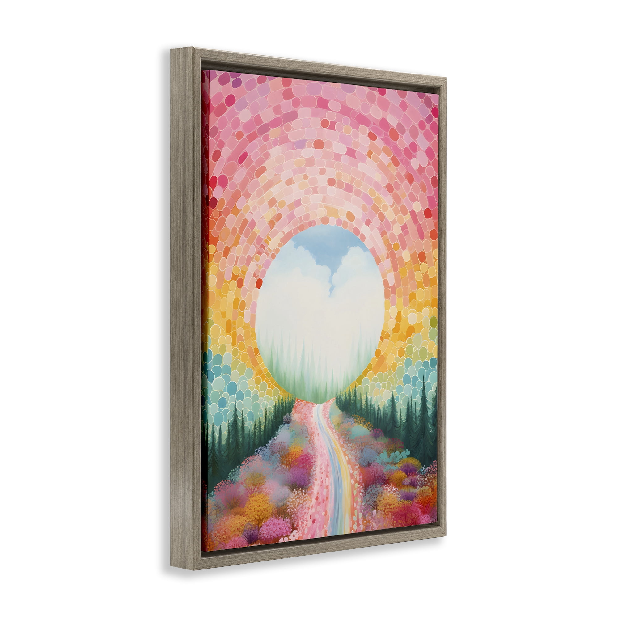Stupell Industries Geometric Road Path Landscape Painting Brown Floater Framed Art Print Wall Art, 17 x 25