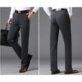 thumbnail image 6 of YLSDY Men's Flat Front Suit Pants Regular Fit Wrinkle-Free Stretch Casual Dress Pants Trousers Thin Cotton Straight Office Pants Dark Gray XXL, 6 of 6
