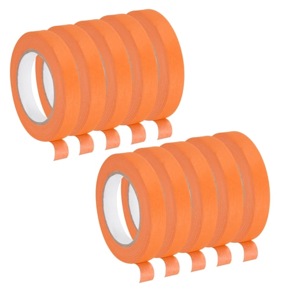 Uxcell 10Pcs 0.7 inch Wide 60 Yards Orange Masking Tape Painters Tape Rolls for Home Office