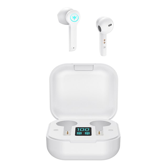 Cateissary ES1 Auriculares inalámbricos Bluetooth 5.0 Auriculares Auriculares deportivos Auriculares con micrófono Caja de carga Auriculares para Cables de audio/vídeo Blanco
