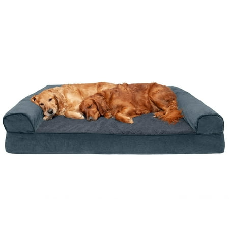 UPC: 0842229115840 | FurHaven Pet Products Faux Fleece & Chenille Soft Woven Orthopedic Sofa Pet Bed for Dogs & Cats – Orion Blue Extra Large
