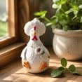 thumbnail image 5 of Eolstice Cute Chicken Figurine With Flower, Decorative Farmhouse Statue, Home Decor Tabletop Shelf Mantel Indoor Ornament, Cute Gift For Kitchen And Dining Room, 5 of 7