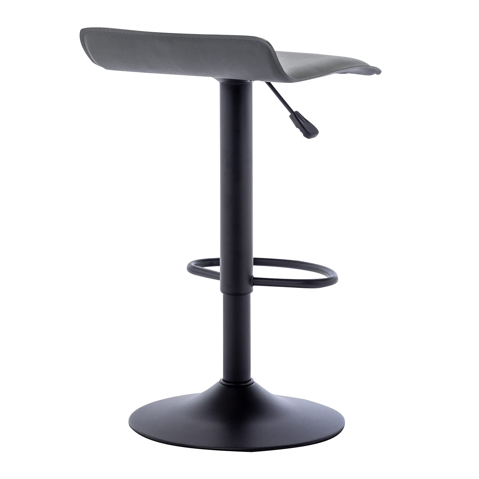 Adjustable Backless PU Leather Bar Stools Set of 2, 360° Swivel Counter Height Bar Stools with Footrest, Modern Armless Kitchen Island Chairs (Gray, Black Base)